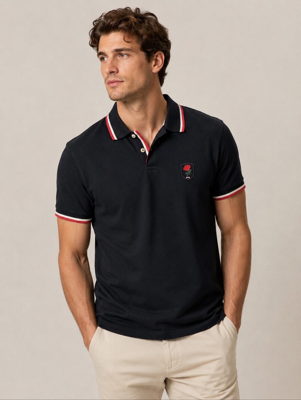 EDEN PARK NAVY ROSE CREST POLO SHIRT XL 100% COTTON PREPPY RUGBY